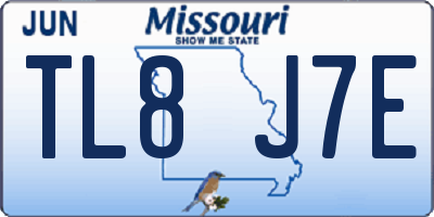 MO license plate TL8J7E