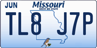 MO license plate TL8J7P