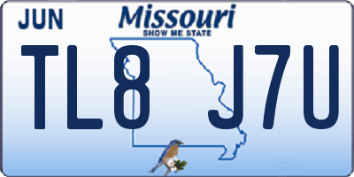 MO license plate TL8J7U