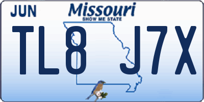 MO license plate TL8J7X