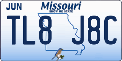 MO license plate TL8J8C