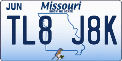 MO license plate TL8J8K