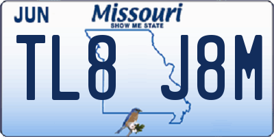 MO license plate TL8J8M