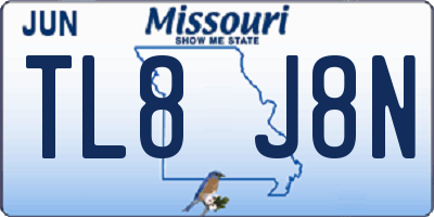 MO license plate TL8J8N