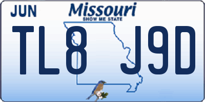 MO license plate TL8J9D