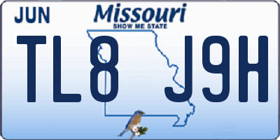 MO license plate TL8J9H