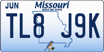 MO license plate TL8J9K