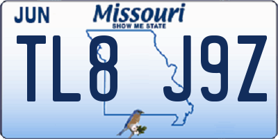 MO license plate TL8J9Z