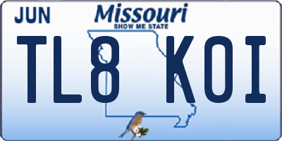 MO license plate TL8K0I