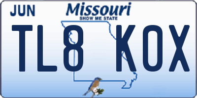 MO license plate TL8K0X