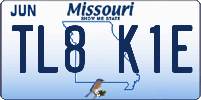 MO license plate TL8K1E