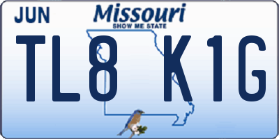 MO license plate TL8K1G