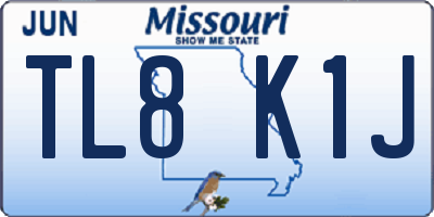 MO license plate TL8K1J