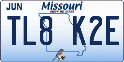 MO license plate TL8K2E
