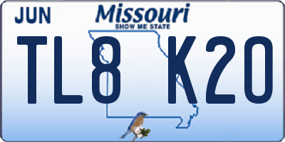 MO license plate TL8K2O