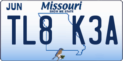MO license plate TL8K3A