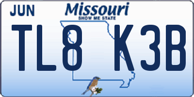 MO license plate TL8K3B