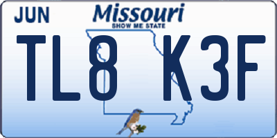 MO license plate TL8K3F