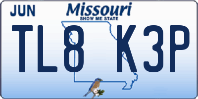 MO license plate TL8K3P