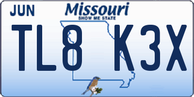 MO license plate TL8K3X