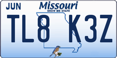MO license plate TL8K3Z