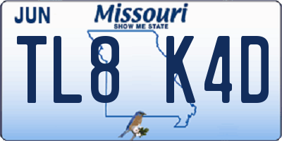MO license plate TL8K4D