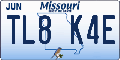 MO license plate TL8K4E