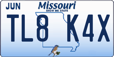 MO license plate TL8K4X