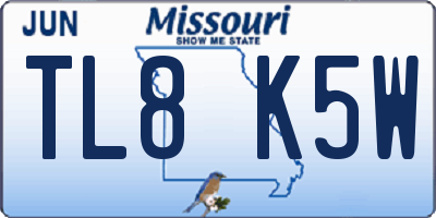 MO license plate TL8K5W