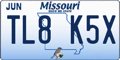 MO license plate TL8K5X