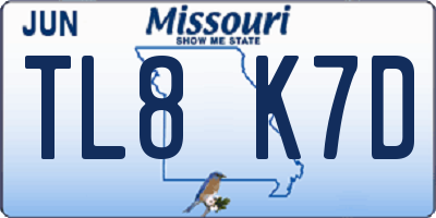 MO license plate TL8K7D