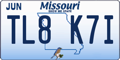 MO license plate TL8K7I
