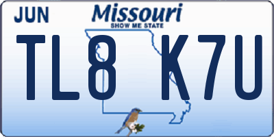 MO license plate TL8K7U