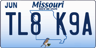 MO license plate TL8K9A