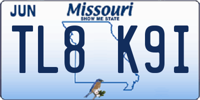 MO license plate TL8K9I