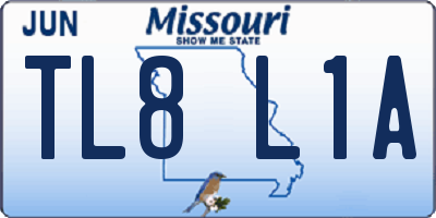 MO license plate TL8L1A