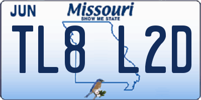 MO license plate TL8L2D