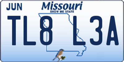 MO license plate TL8L3A