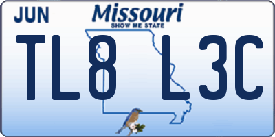 MO license plate TL8L3C