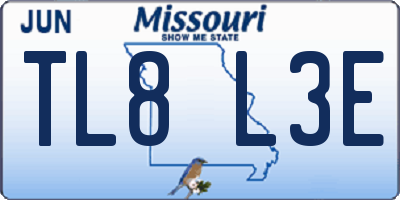 MO license plate TL8L3E