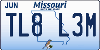 MO license plate TL8L3M