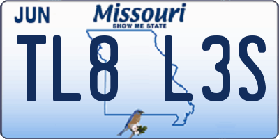 MO license plate TL8L3S