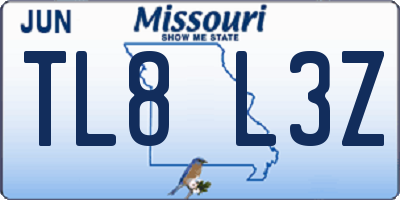 MO license plate TL8L3Z