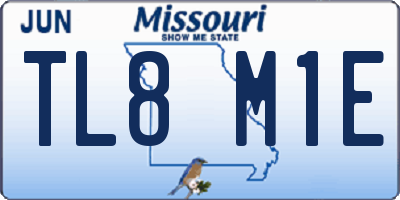 MO license plate TL8M1E