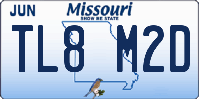 MO license plate TL8M2D
