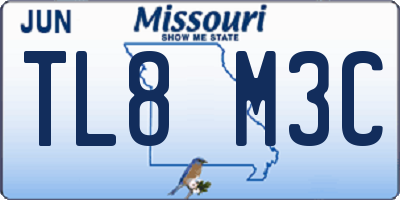 MO license plate TL8M3C