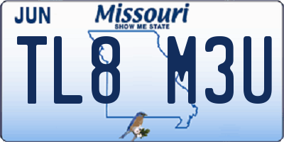 MO license plate TL8M3U