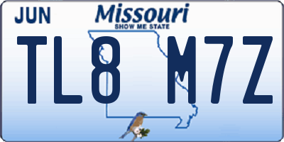 MO license plate TL8M7Z