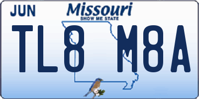 MO license plate TL8M8A