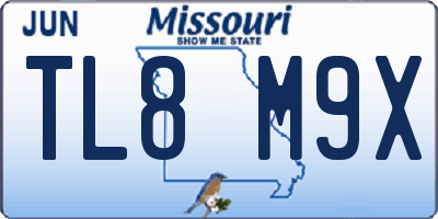 MO license plate TL8M9X